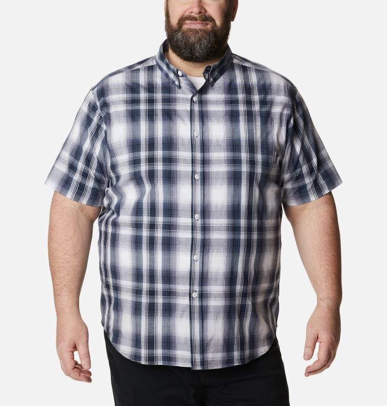 Men\'s Columbia Rapid Rivers II Short Sleeve Shirts Grey / Navy | Plus Size CA-Y01L6